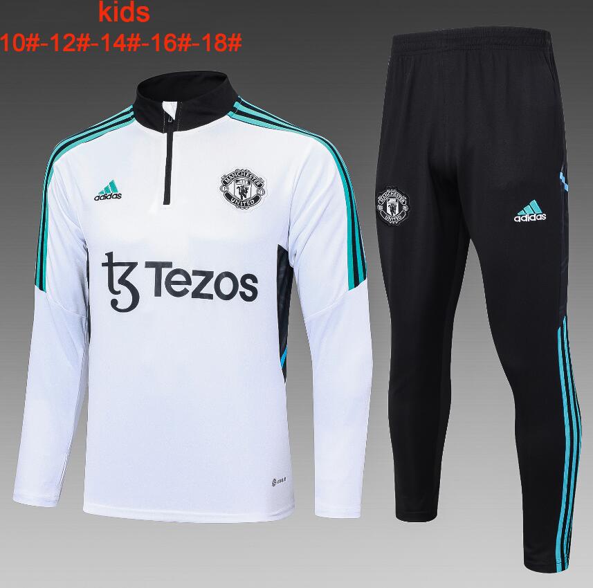 Survêtements Manchester United Blanc 23/24 Junior + Pantalon