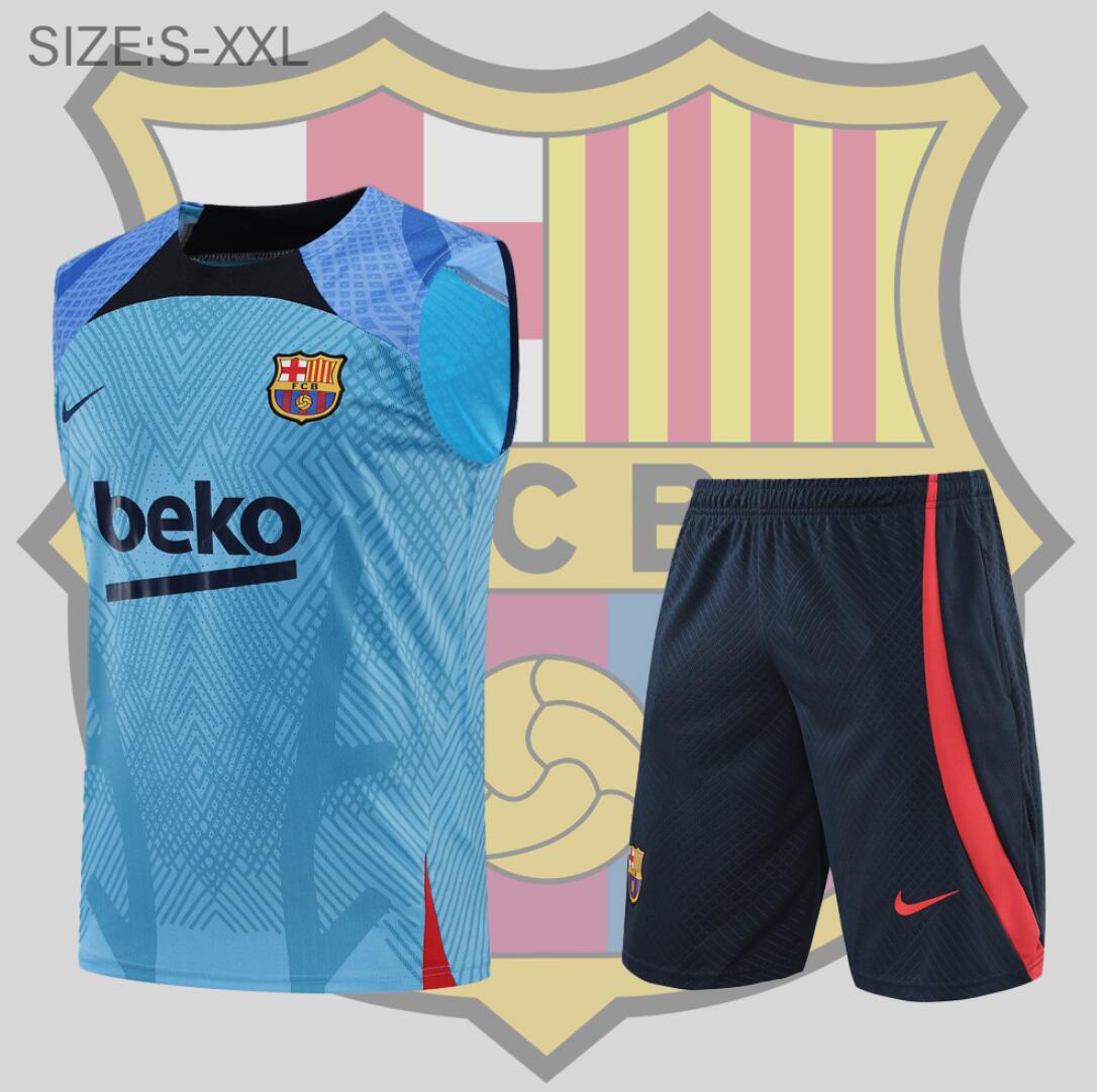 Maillot De Fútbol Sin Mangas Barcelona 22/23 Bleu + Pantalone