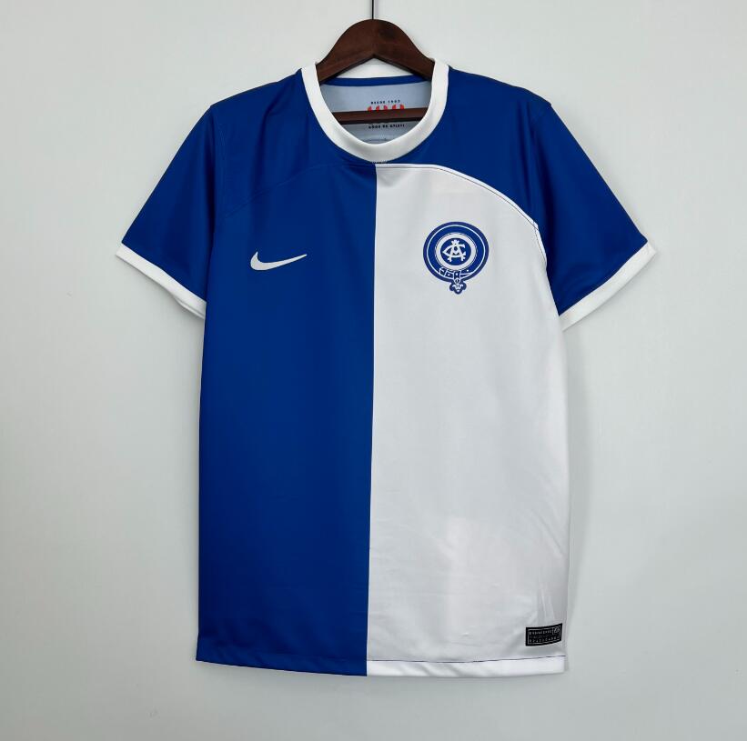 camiseta y la nueva ropa Bleu y blanca del Atlético de Madrid por su 120 aniversario