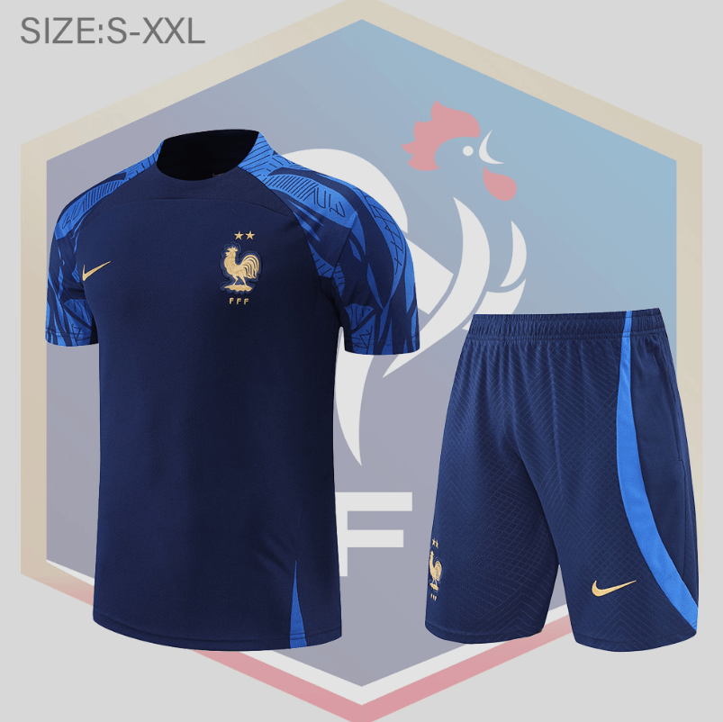 Maillot Francia Conjunto De Entreno Manga Corta 22/23 Bleu